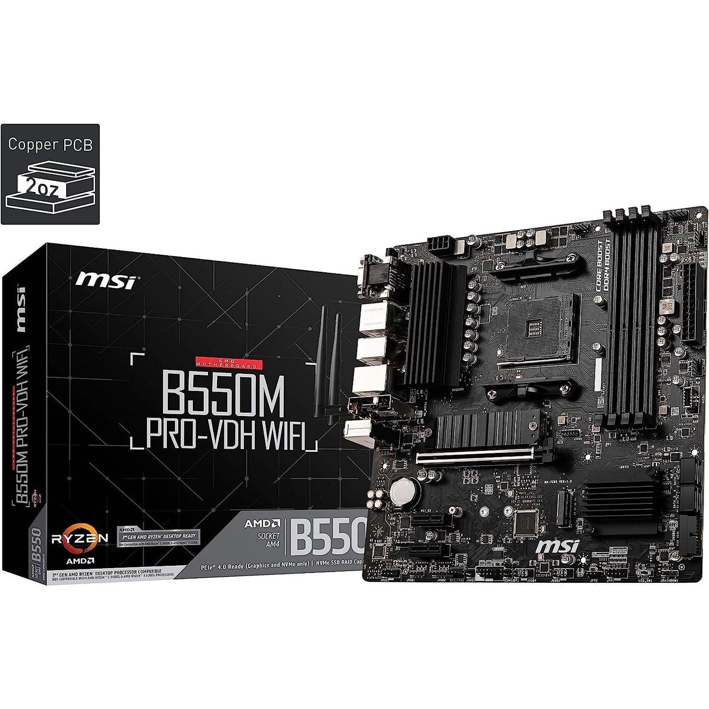 MSI B550M PRO-VDH WIFI Motherboard mATX, AM4, DDR4