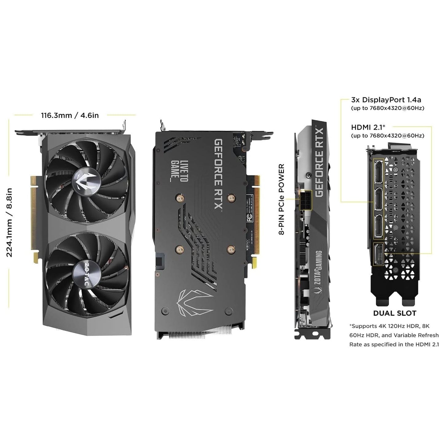 ZOTAC GeForce RTX 3050 Twin Edge OC 8GB GDDR6 Graphics Card