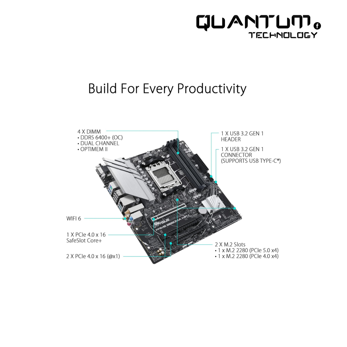 ASUS PRIME B650M-A WIFI II Micro-ATX Motherboard – DDR5, PCIe 5.0, Wi-Fi 6, Aura Sync