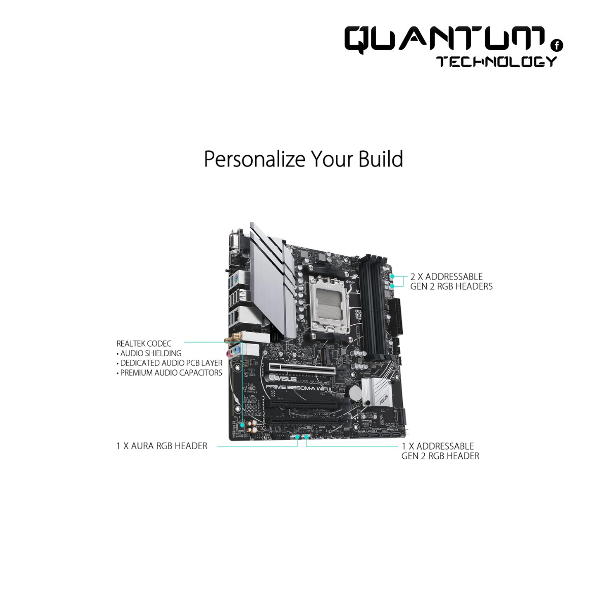 ASUS PRIME B650M-A WIFI II Micro-ATX Motherboard – DDR5, PCIe 5.0, Wi-Fi 6, Aura Sync