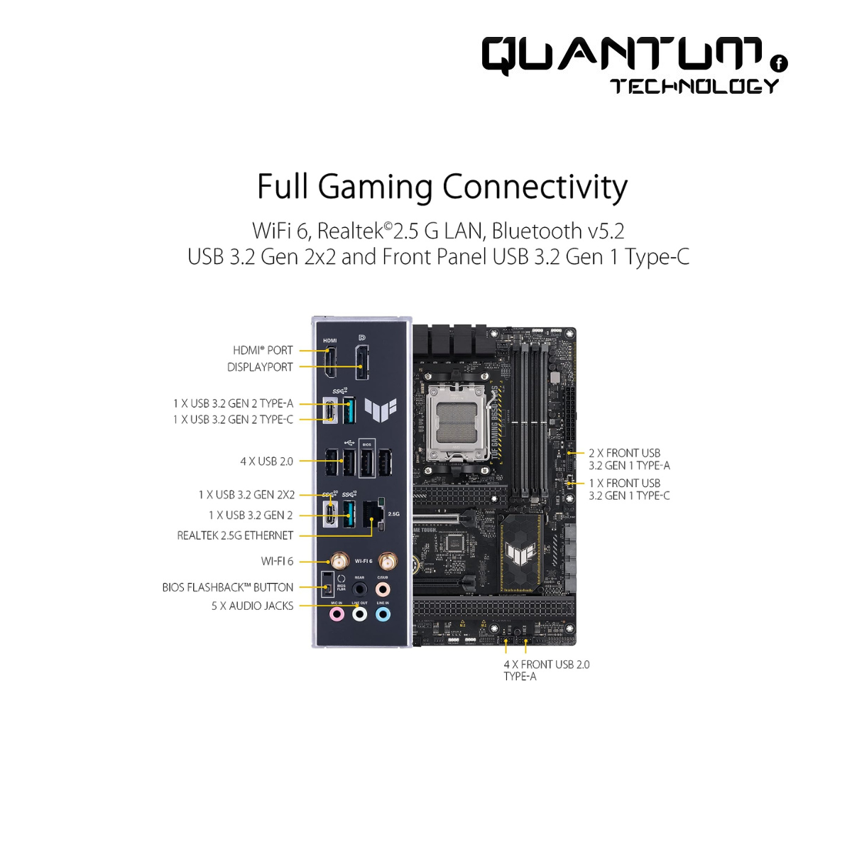 ASUS TUF GAMING B650-PLUS WIFI ATX Motherboard – DDR5, PCIe 5.0, WiFi 6, USB4, Aura Sync
