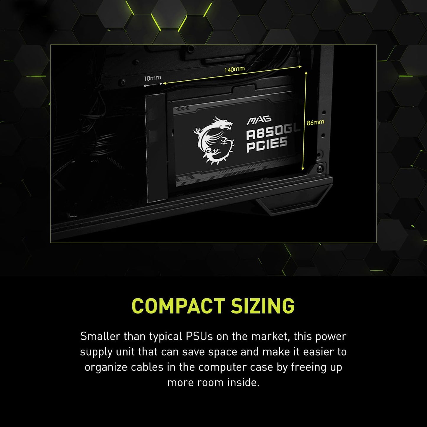 MSI MAG A850GL PCIE 5.1 & ATX 3.1 Gaming Power Supply - Full Modular - 80 Plus Gold Certified 850W - Compact Size - ATX PSU