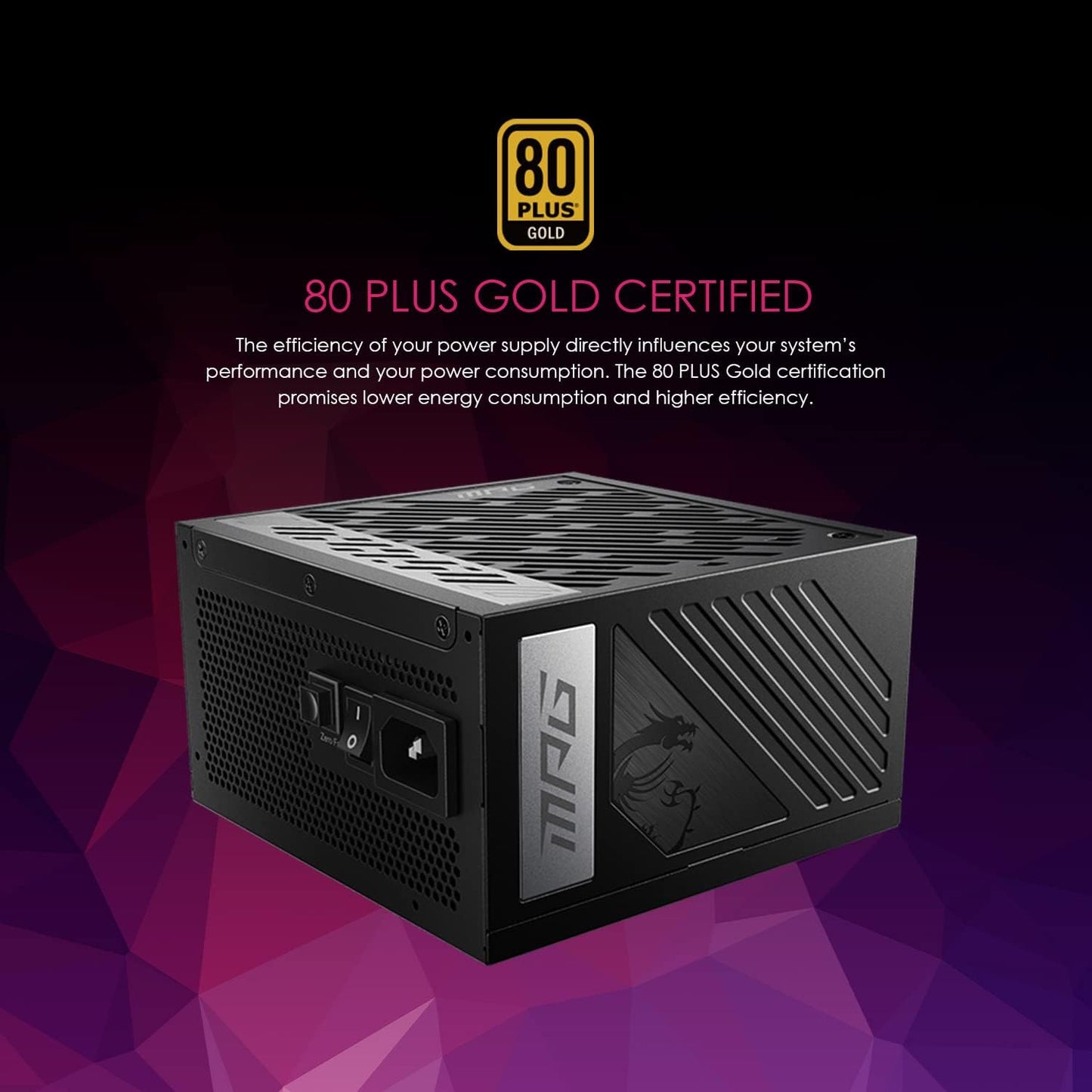 MSI MPG A1000G PCIE 5 & ATX 3.0 Gaming Power Supply - Full Modular - 80 Plus Gold Certified 1000W - 100% Japanese 105°C Capacitors - Compact Size - ATX PSU