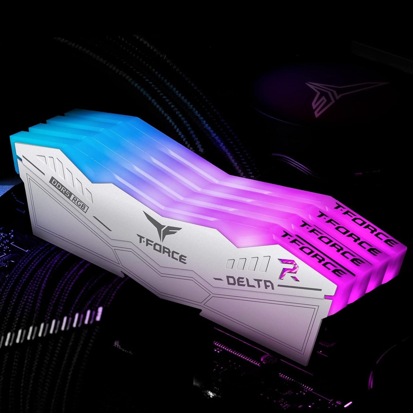 T-Force Delta 32GB (2x16GB) DDR5 6400MHz CL40 RGB RAM (White)