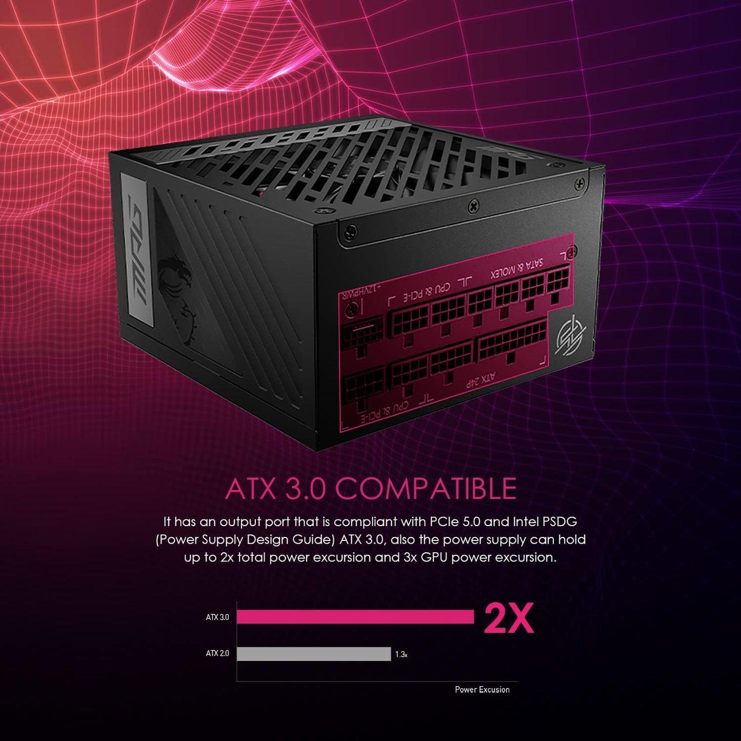 MSI MPG A1000G PCIE 5 & ATX 3.0 Gaming Power Supply - Full Modular - 80 Plus Gold Certified 1000W - 100% Japanese 105°C Capacitors - Compact Size - ATX PSU