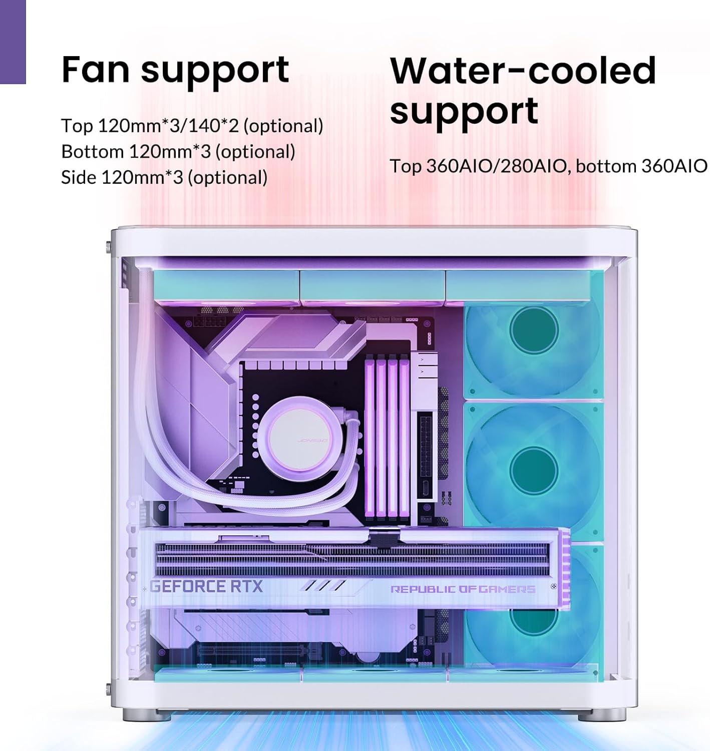 JONSBO TK-3 Black – Curved Glass ATX Mid Tower Case for 40-Series GPUs - White