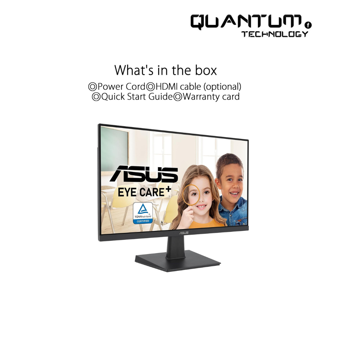 ASUS VA27EHF Eye Care Gaming Monitor – 27-inch, IPS, Full HD, Frameless, 100Hz, Adaptive-Sync, 1ms MPRT, HDMI, Low Blue Light, Flicker Free, Wall Mountable