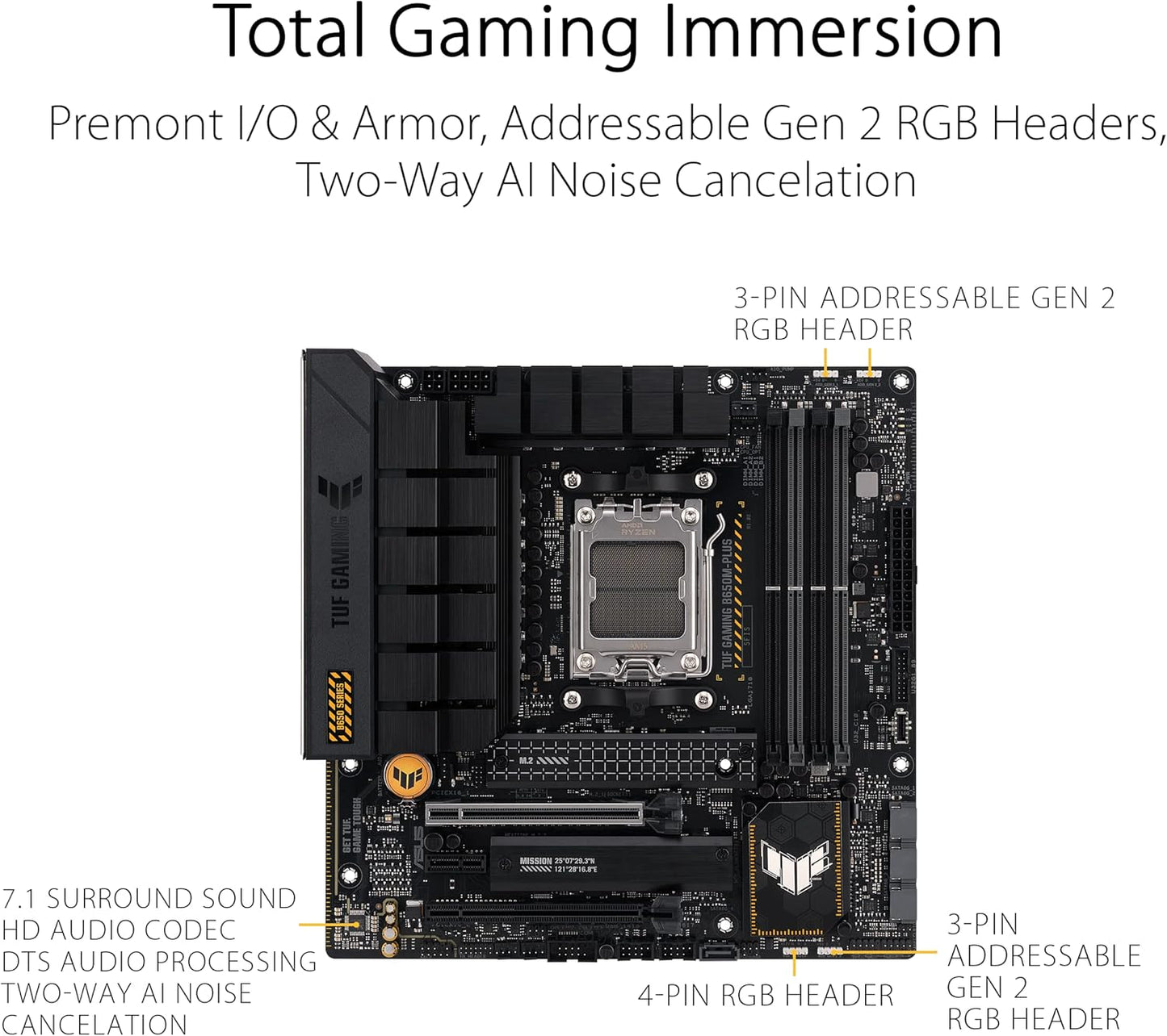ASUS TUF GAMING B650M-PLUS AMD AM5 Micro-ATX Motherboard - PCIe 5.0, DDR5, 2.5Gb Ethernet