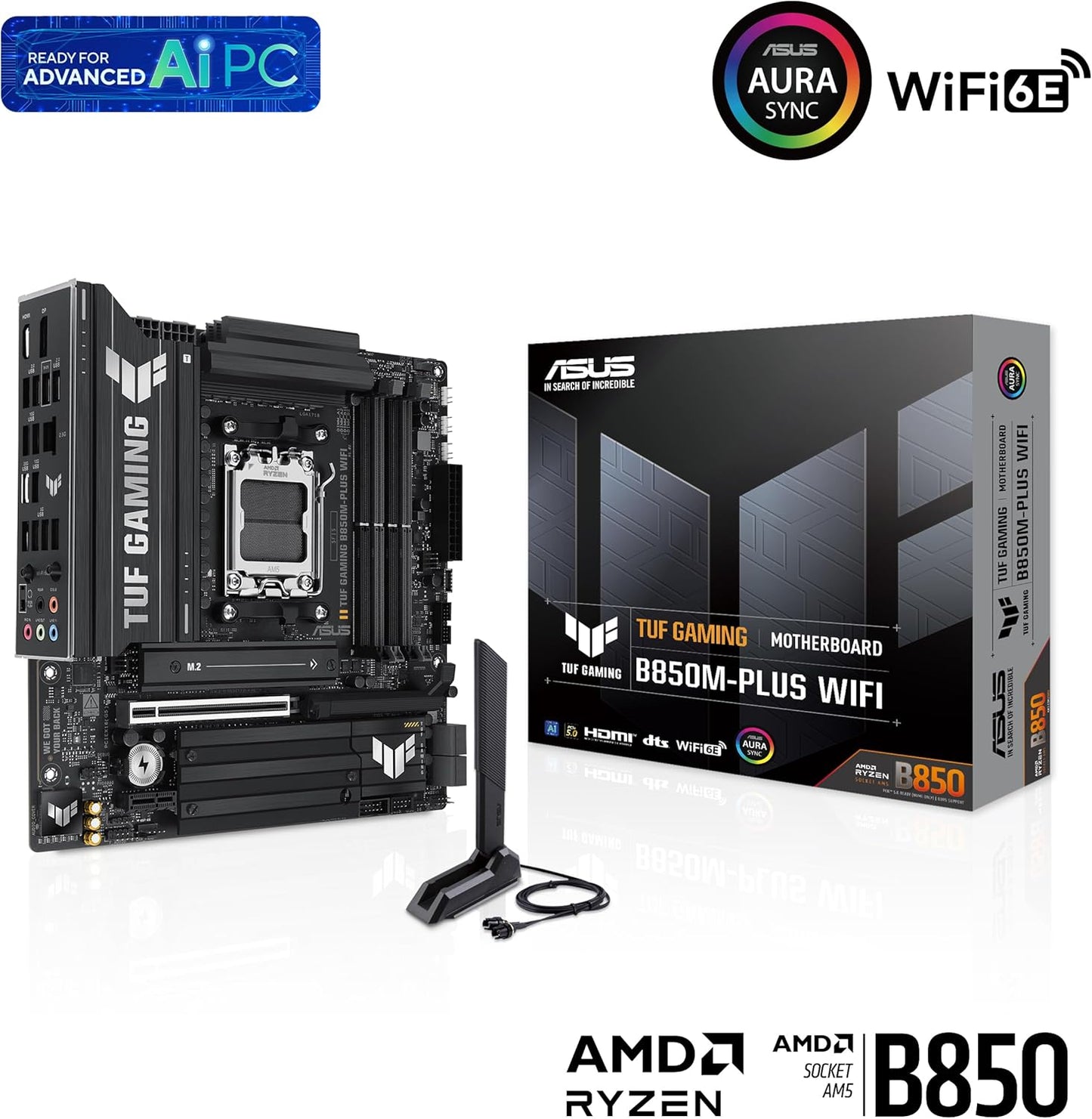 ASUS TUF B850M-PLUS WIFI | AM5 mATX | DDR5 | PCIe 5.0