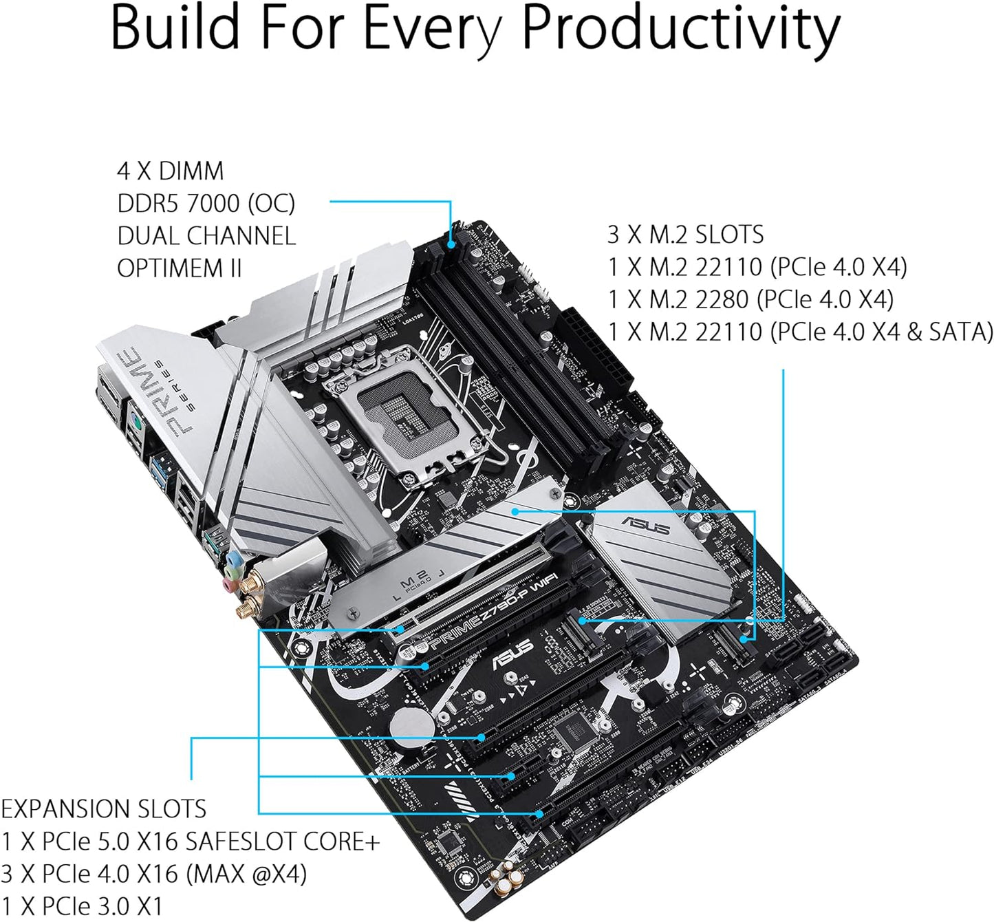 ASUS Prime Z790-P WiFi LGA 1700(Intel® 13th &12th Gen) ATX Motherboard (PCIe 5.0,DDR5,14+1 Power Stages,3X M.2,WiFi 6,Bluetooth v5.2,2.5Gb LAN, Front...