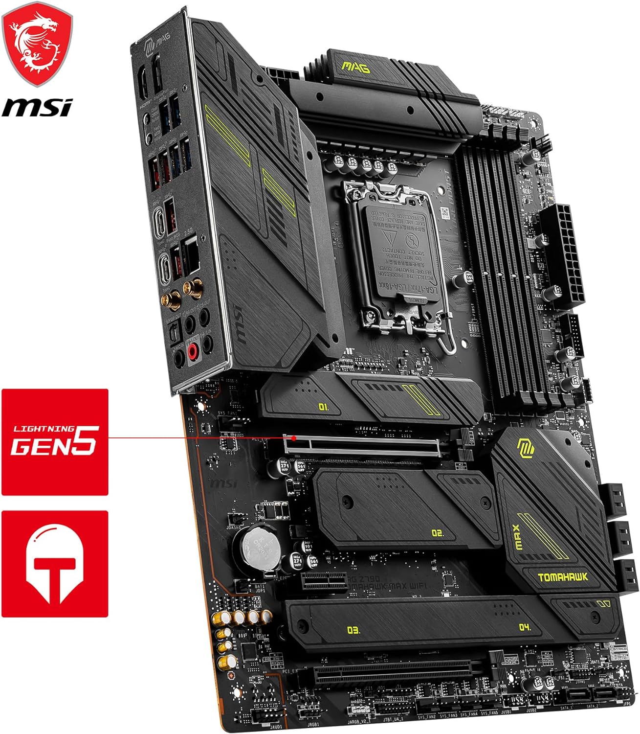 MSI MAG Z790 Tomahawk MAX WiFi Gaming Motherboard (Supports 12th/13th/14th Gen Intel Processors, LGA 1700, DDR5, PCIe 5.0, M.2, SATA 6G, 2.5Gbps LAN, USB 3.2 Gen2, Wi-Fi 7, Bluetooth 5.4, ATX)