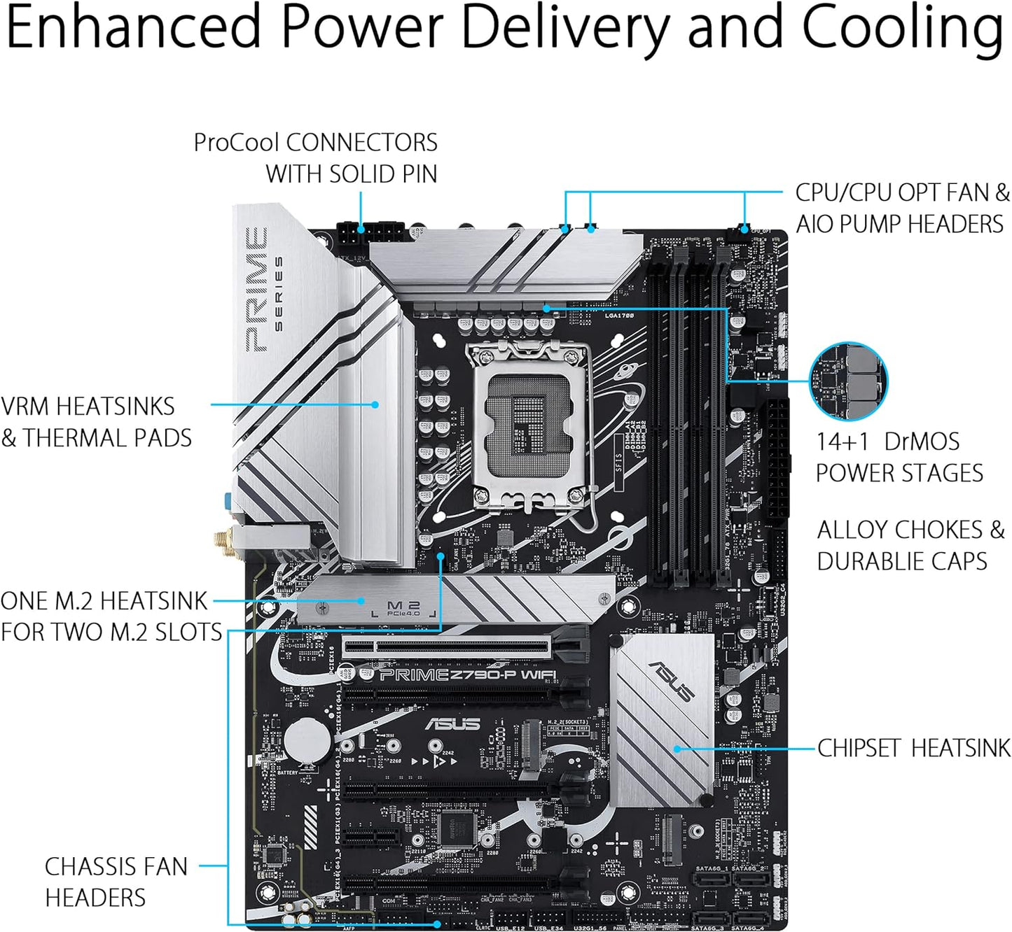 ASUS Prime Z790-P WiFi LGA 1700(Intel® 13th &12th Gen) ATX Motherboard (PCIe 5.0,DDR5,14+1 Power Stages,3X M.2,WiFi 6,Bluetooth v5.2,2.5Gb LAN, Front...