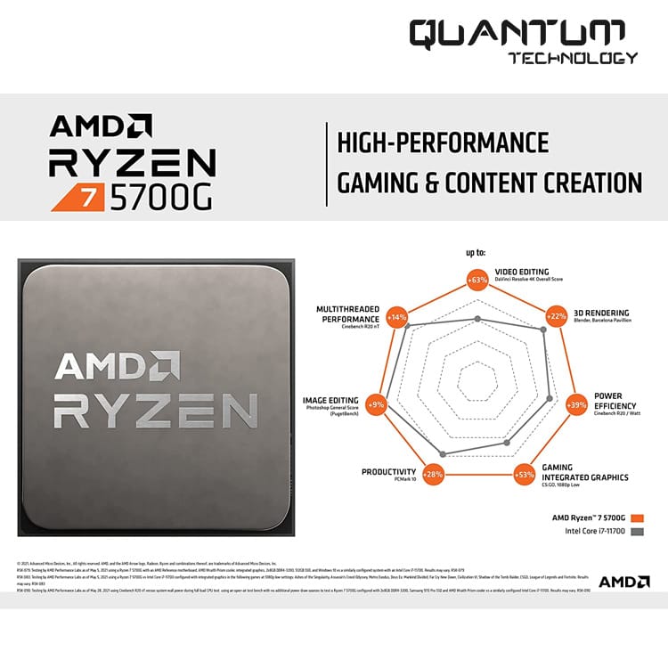 AMD Ryzen 7 5700G - 8-core 16-thread desktop processor with Radeon graphics
