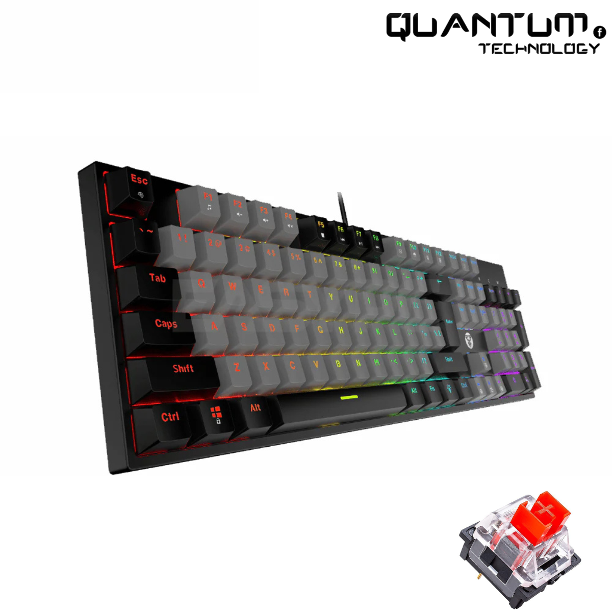 Atom104 MK886 V2 Grey – Full-Size Mechanical Keyboard Red Switch