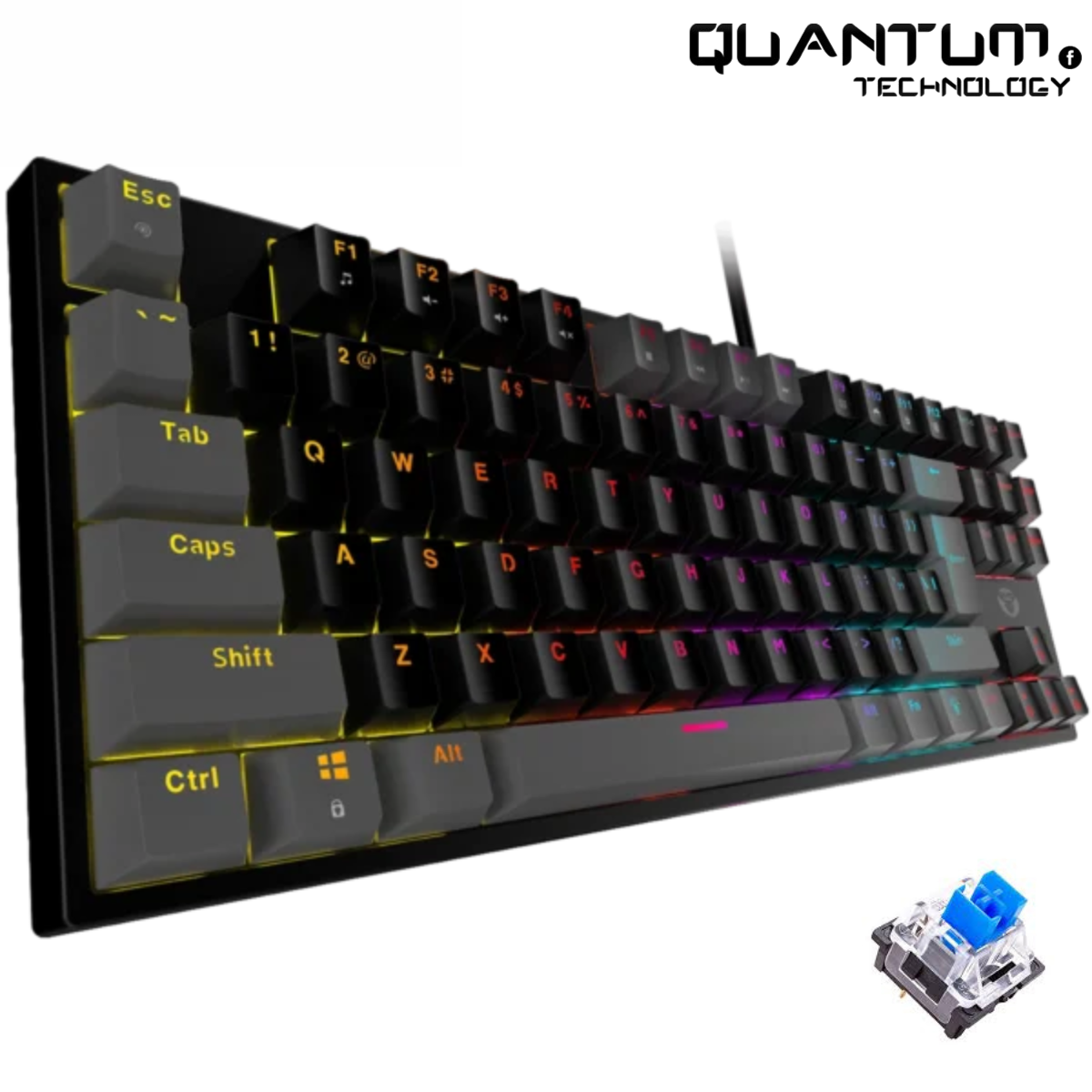 Atom87 MK876 V2 Grey – TKL Mechanical Keyboard Blue Switch