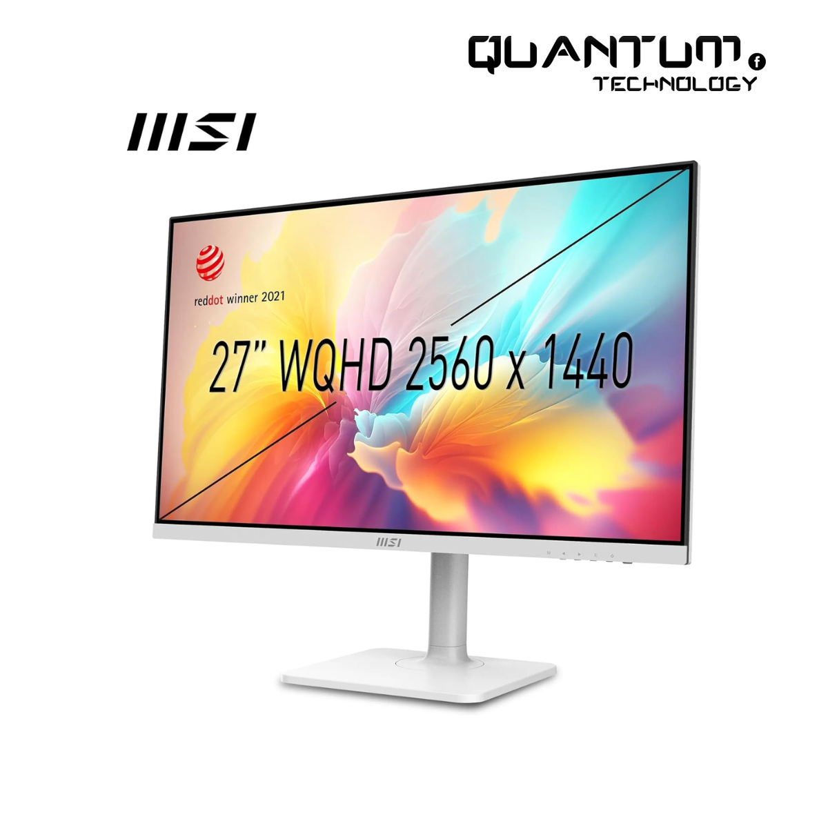 MSI Modern MD272QXPW 27 Inch WQHD Office Monitor - 2560 x 1440 IPS Panel, 100 Hz, Eye-Friendly Screen, DisplayHDR 400, Built-in Speakers, 4-Way Adjustable/ KVM - DP 1.2a, HDMI 2.0b, USB Type-C