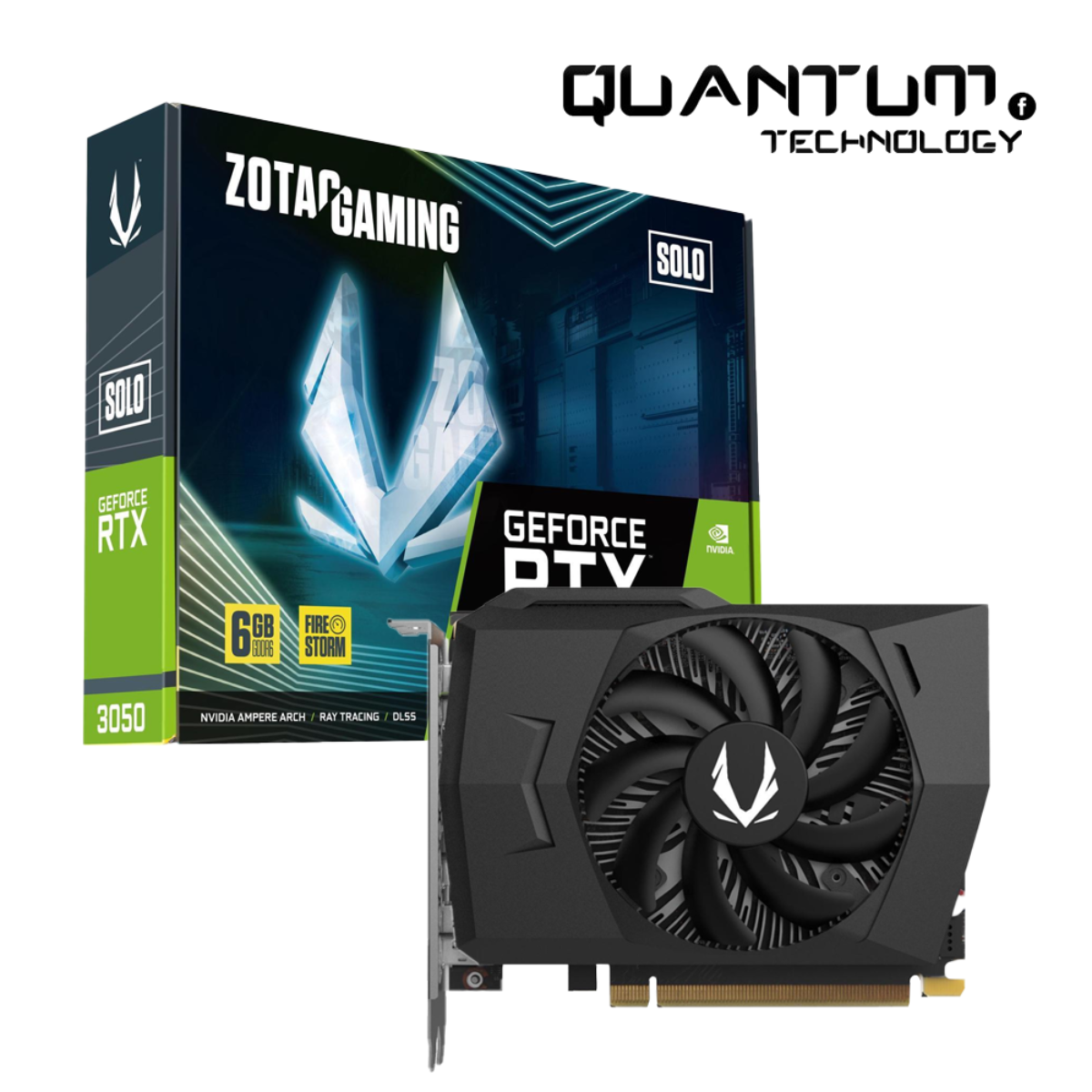 ZOTAC GeForce RTX 3050 SOLO 6GB – Compact Single-Fan Gaming GPU with DLSS & Ray Tracing