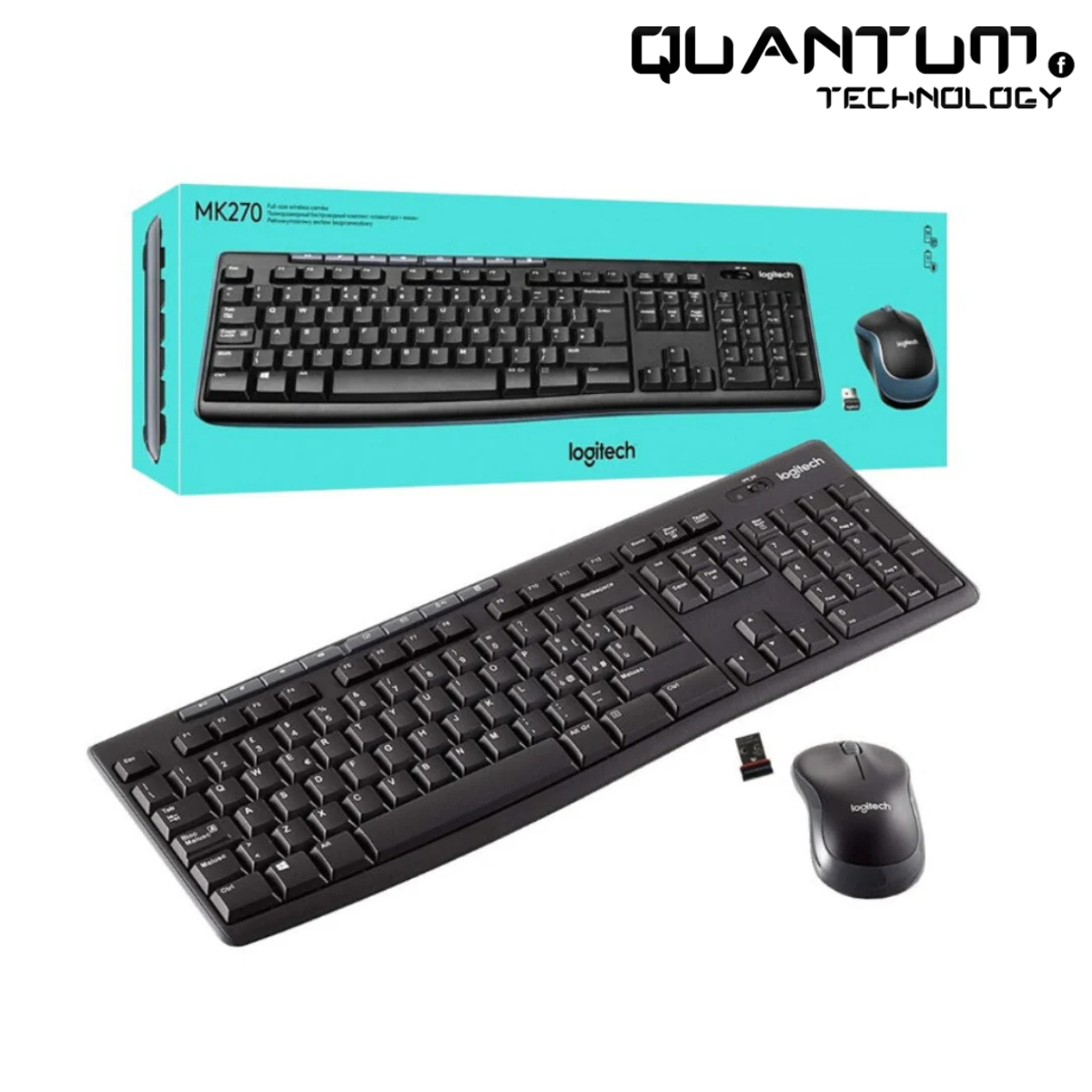 Logitech MK270 Wireless Keyboard and Mouse Combo – Full-Size, 2.4GHz, Long Battery Life