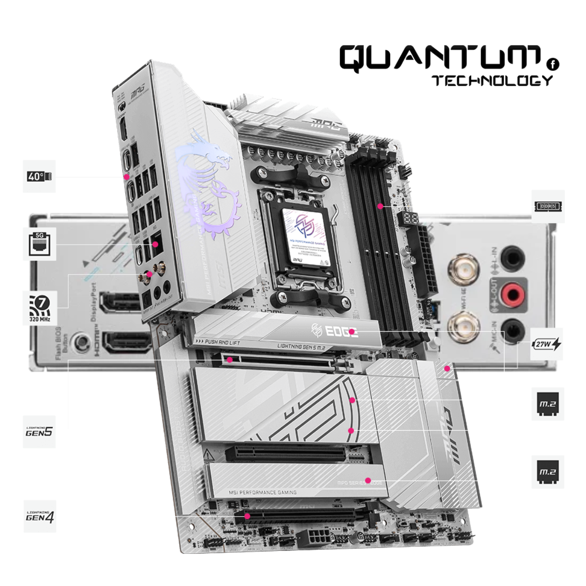 MSI MPG X870E EDGE TI WIFI Motherboard – AMD X870E, DDR5, PCIe 5.0, WiFi 7