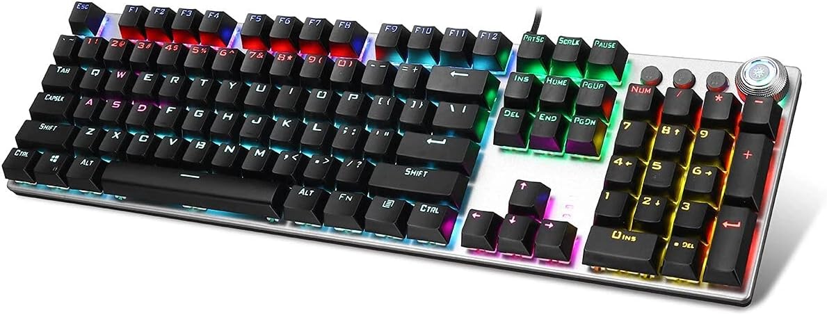 Aula F2088 Full Mechanical Gaming Keyboard With Rainbow Backlit LED - Blue Switches | Arabic/English