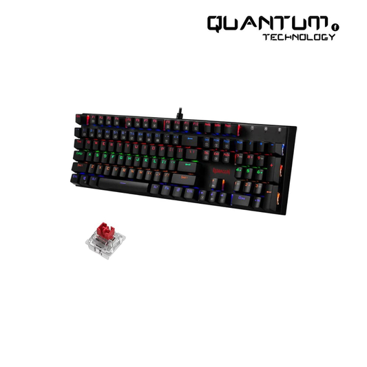 Redragon K565 R RUDRA Gaming Mechanical Keyboard - [RED Switch] - Rainbow LED Lighting - English & Arabic Keys - Black