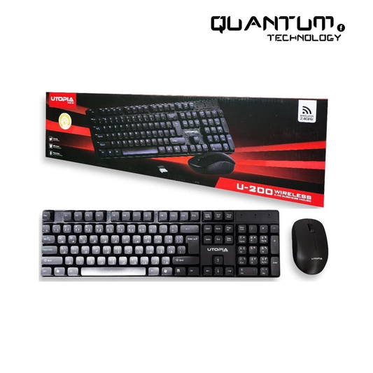 Wireless Mouse & Keyboard U-200 – 10m Range, Ergonomic, Black