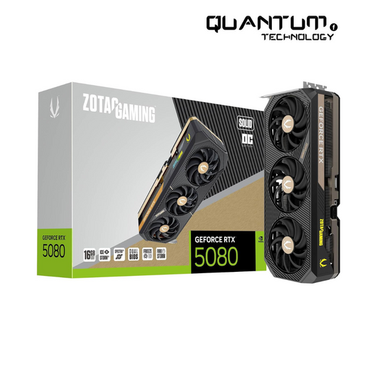 ZOTAC Gaming GeForce RTX 5080 Solid OC DLSS 4 16GB GDDR7 256-bit 30 Gbps PCIE 5.0 Gaming Graphics Card, IceStorm 3.0 Advanced Cooling, Spectra 2.0 ARGB Lighting