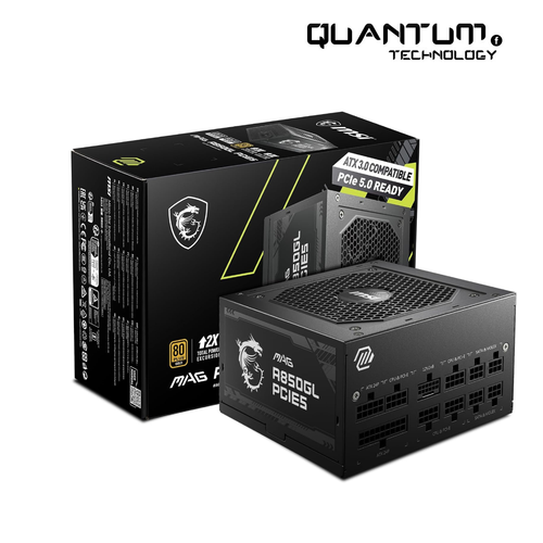 MSI MAG A850GL PCIE 5.1 & ATX 3.1 Gaming Power Supply - Full Modular - 80 Plus Gold Certified 850W - Compact Size - ATX PSU