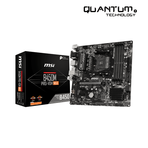 MSI PRO B450M PRO-VDH MAX AM4 AMD B450 SATA 6Gb s Micro ATX AMD Motherboard