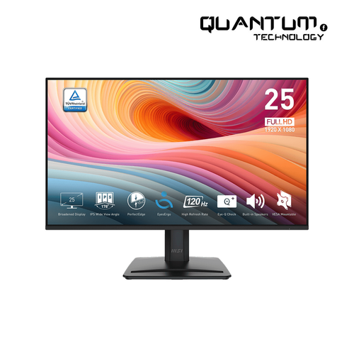 MSI PRO MP251 E2 24.5-inch IPS 1920 x 1080 (FHD) Gaming Office Monitor, 120Hz, Adaptive-Synch, HDR Ready, HDMI, VGA Port, Display Port,VESA Mountable, Tilt, Speaker, 1ms, Black