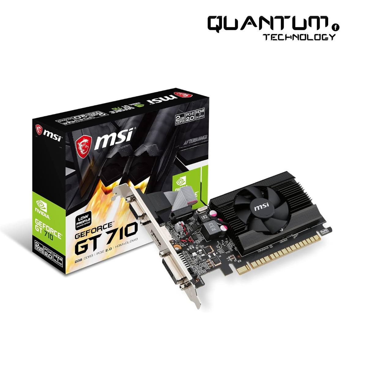 MSI NVIDIA GEFORCE GT 710 2GD3H LP Graphics Card '2GB DDR3, 954MHz, Low Profile, Low Consumption, VGA, DVI-D, HDMI, HTPC, Silent Passive Fanless Cooling System'