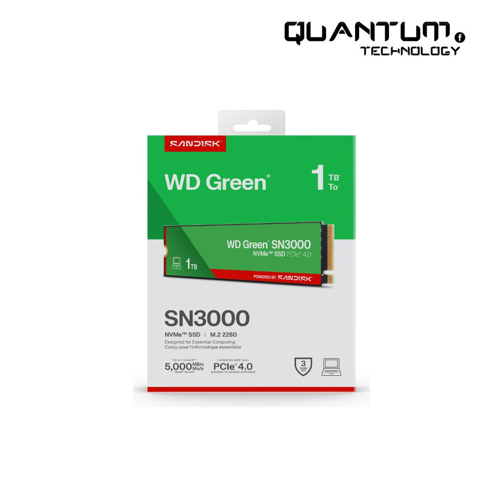 WD Green SN3000 1TB NVMe PCIe 4.0 M.2 SSD (Up to 5000MB/s
