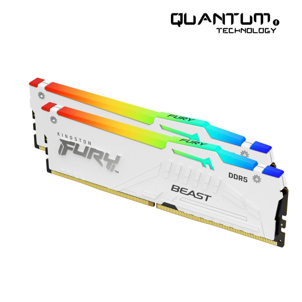 RAM Kingston FURY Beast White RGB 64GB (2×32GB) DDR5 6000MHz CL36
