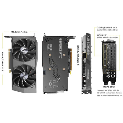 ZOTAC GeForce RTX 3050 Twin Edge OC 8GB GDDR6 Graphics Card