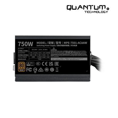 Cooler Master MWE 750 V3 Bronze ATX 3.1 Power Supply – 750W, 80 Plus Bronze, DC-to-DC, Quiet Fan