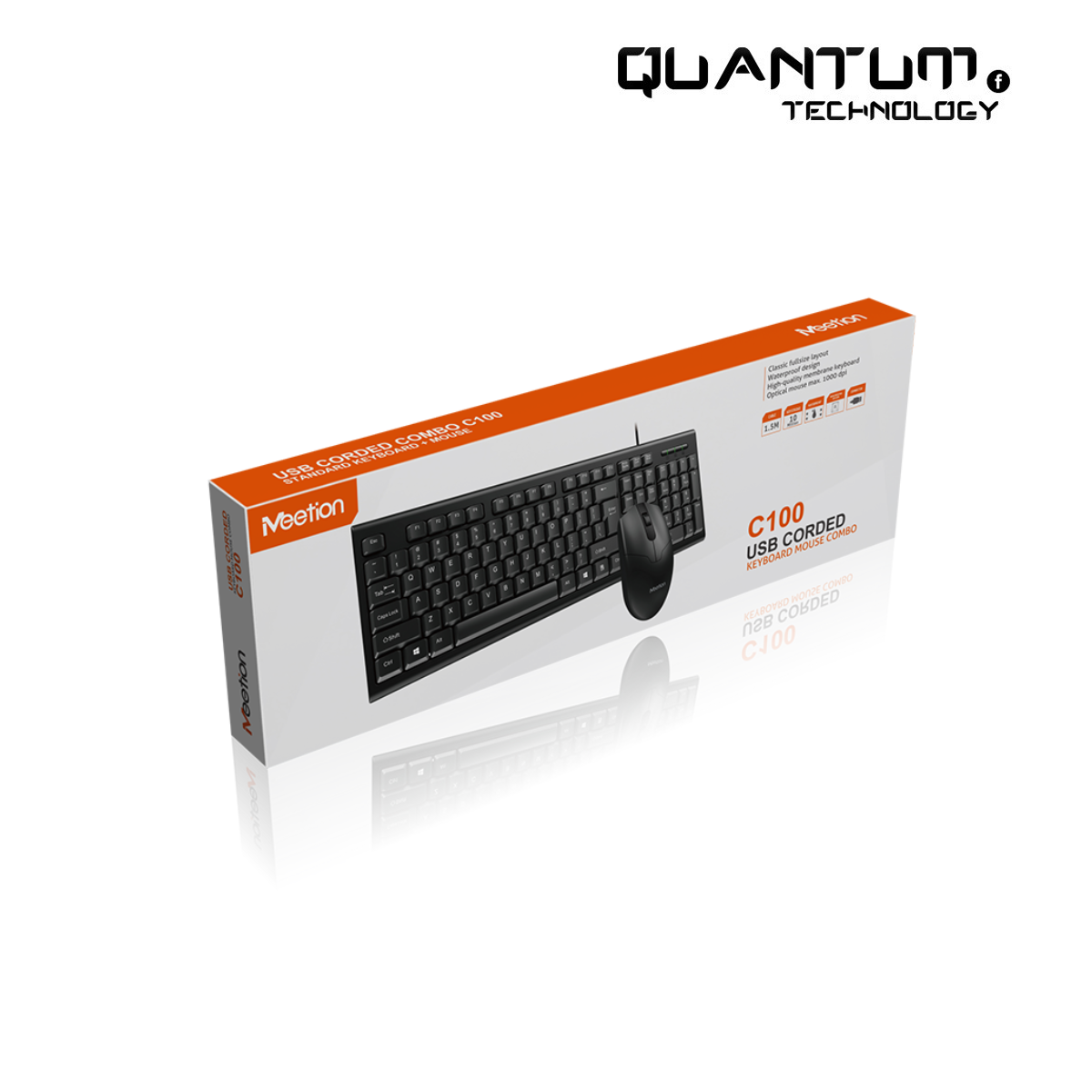 Meetion C100 Wired USB Combo – Reliable Keyboard & Mouse in Black