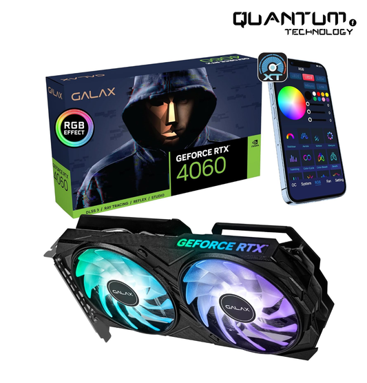 GALAX GeForce RTX™ 4060 EX 1-Click OC, Xtreme Tuner App Control, 8GB, GDDR6, 128-bit, DP*3/HDMI 2.1/DLSS 3/Gaming Graphics Card