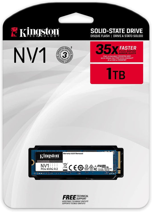 Kingston NV1 1TB M.2 2280 NVMe PCIe Internal SSD Up to 2100 MB/s SNVS/1000G