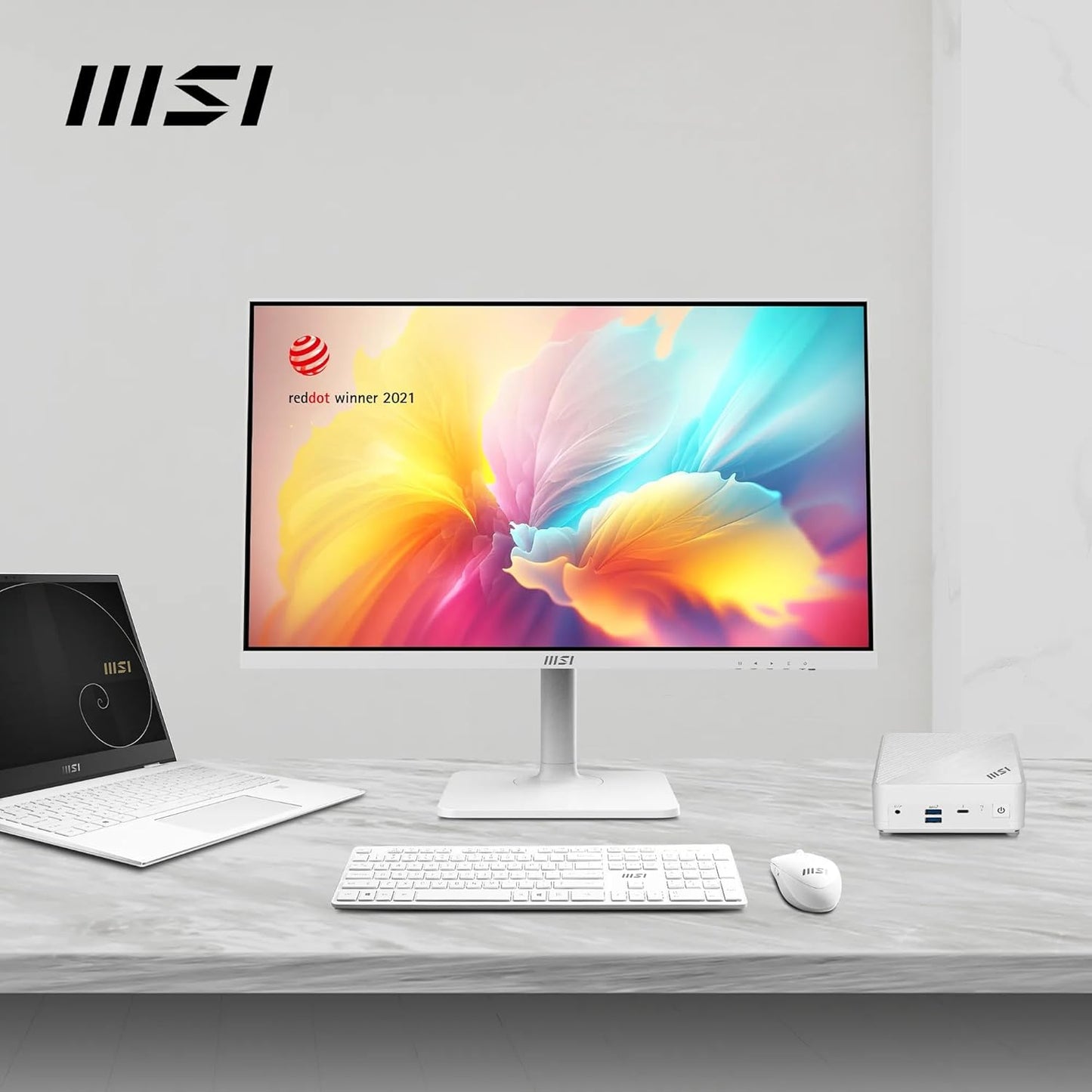 MSI Modern MD272QXPW 27 Inch WQHD Office Monitor - 2560 x 1440 IPS Panel, 100 Hz, Eye-Friendly Screen, DisplayHDR 400, Built-in Speakers, 4-Way Adjustable/ KVM - DP 1.2a, HDMI 2.0b, USB Type-C
