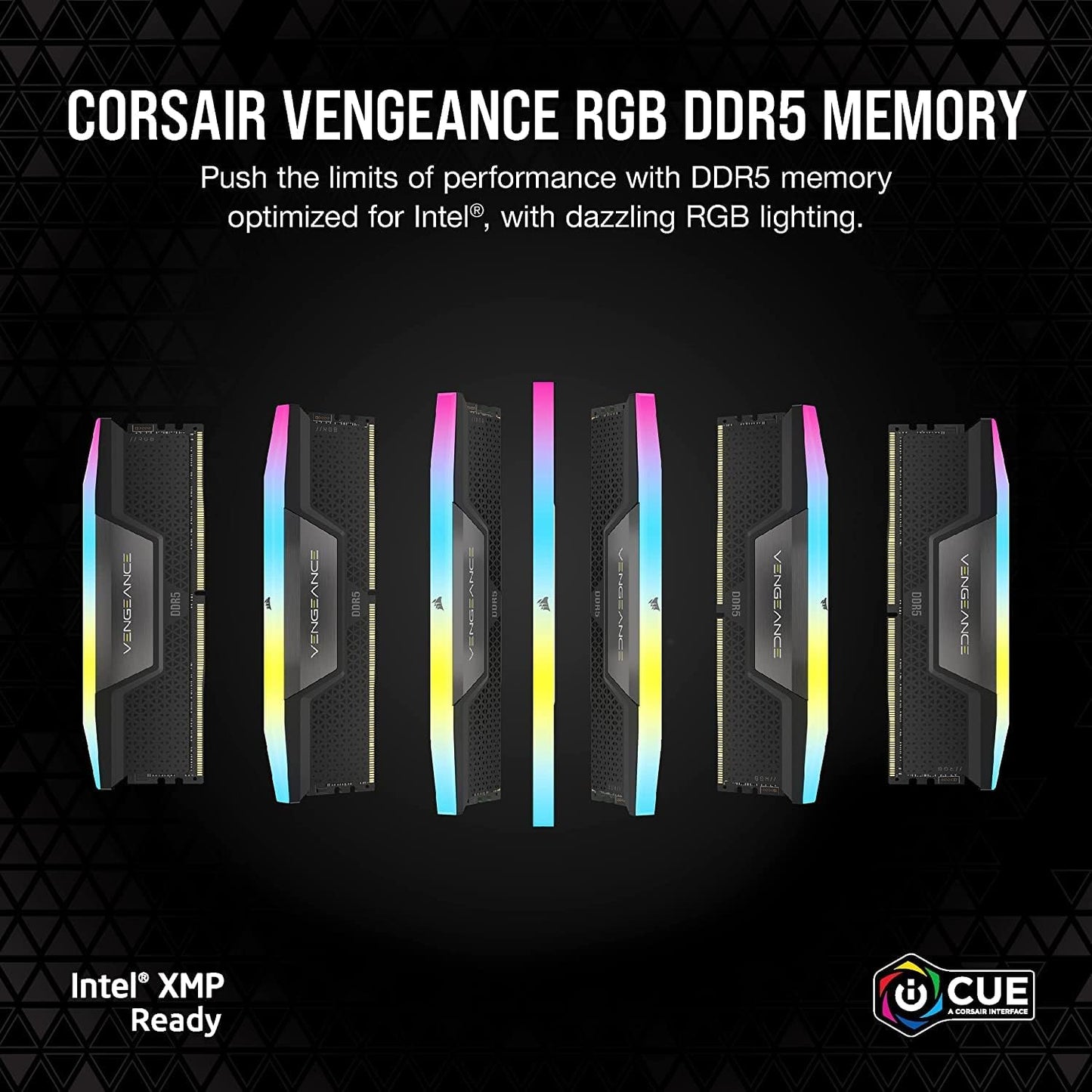 CORSAIR VENGEANCE RGB DDR5 RAM 32GB (2x16GB) 6400MHz CL36 Intel XMP iCUE Compatible Computer Memory - Black