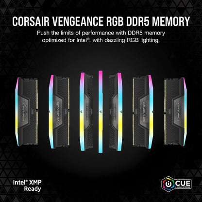 CORSAIR VENGEANCE RGB DDR5 RAM 32GB (2x16GB) 6400MHz CL36 Intel XMP iCUE Compatible Computer Memory - Black