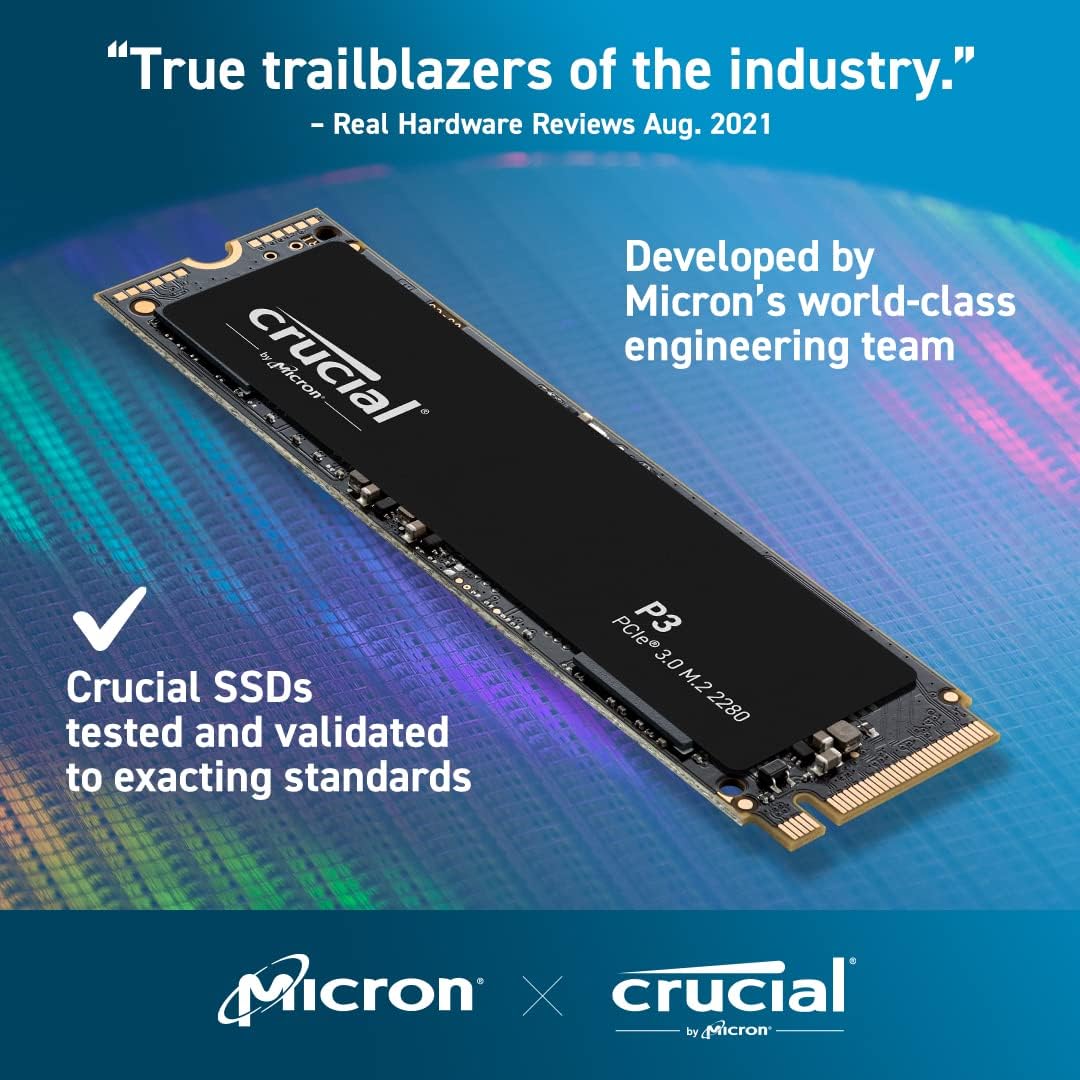 M.2 1TB Crucial P3 SSD | 3500MB/s Read Speed, PCIe Gen3