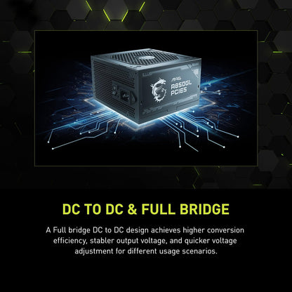 MSI MAG A850GL PCIE 5.1 & ATX 3.1 Gaming Power Supply - Full Modular - 80 Plus Gold Certified 850W - Compact Size - ATX PSU