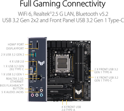 ASUS TUF GAMING B650M-PLUS AMD AM5 Micro-ATX Motherboard - PCIe 5.0, DDR5, 2.5Gb Ethernet