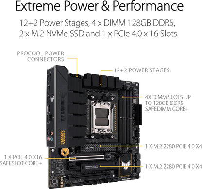 ASUS TUF GAMING B650M-PLUS AMD AM5 Micro-ATX Motherboard - PCIe 5.0, DDR5, 2.5Gb Ethernet