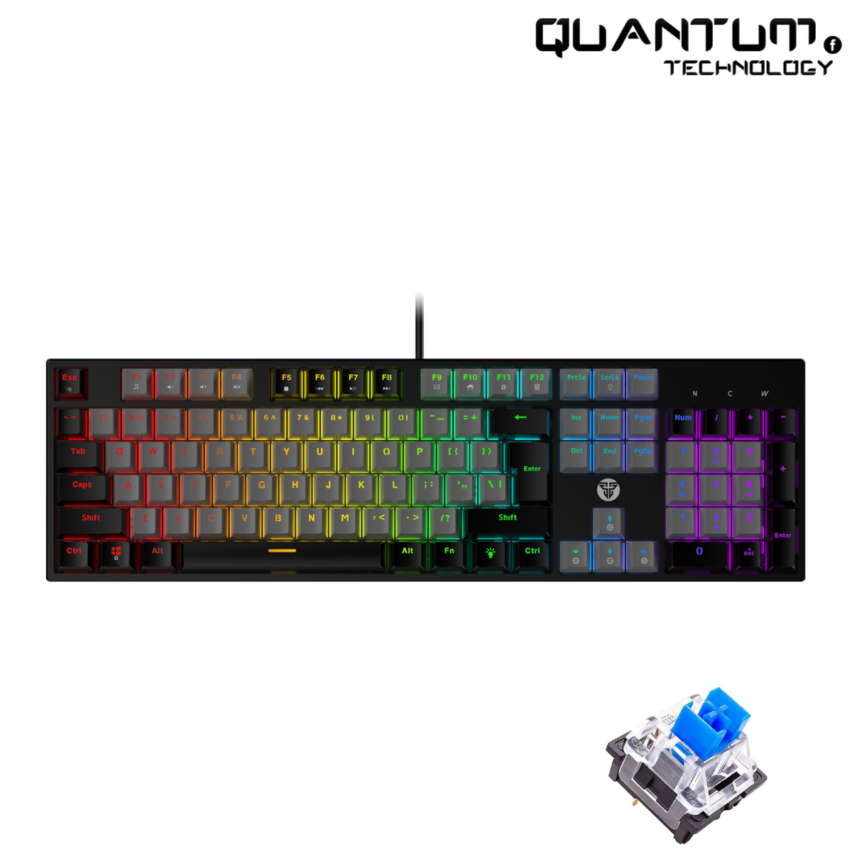 Atom104 MK886 V2 Black – Full-Size Mechanical Keyboard Blue Switch