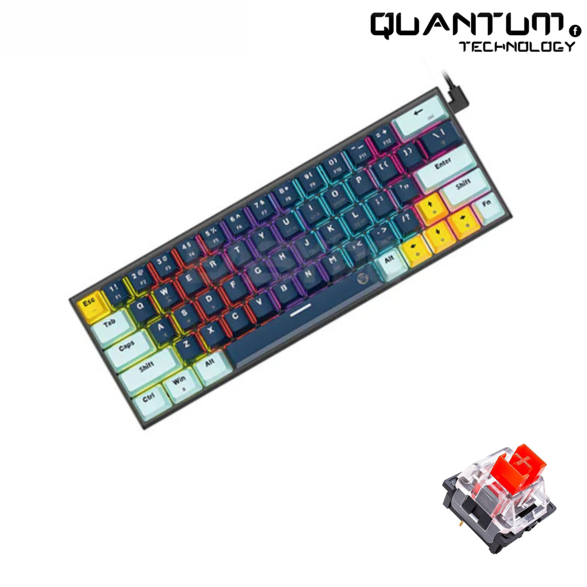 Atom63 MK874 V2 Navy – 60% Mechanical Keyboard Red Switch – Quantum ...