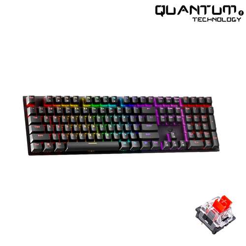 Maxfit108 MK855 أسود - لوحة مفاتيح ميكانيكية كاملة الحجم بمفتاح أحمر