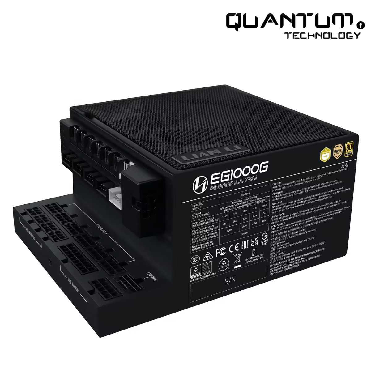 Lian Li Edge Gold EG1000G 1000W White PSU – 80 Plus Gold, ATX 3.1, PCIe 5.1, Fully Modular