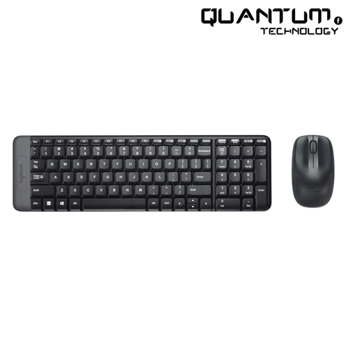 مجموعة لوحة المفاتيح والماوس اللاسلكية Logitech MK220 - صغيرة الحجم، وعمر بطارية طويل 